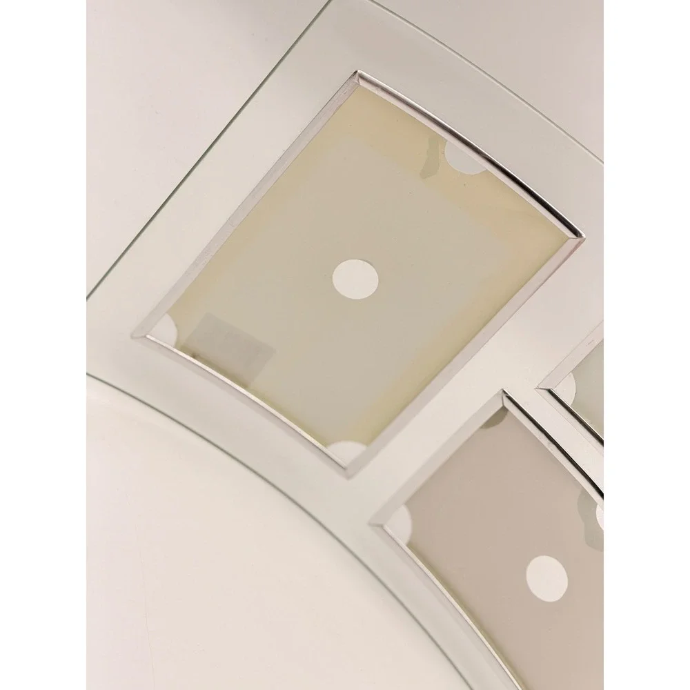 Modern Curved Glass 4 Opening Multi Picture Frame Silver Trim Tabletop 14.5x10.5